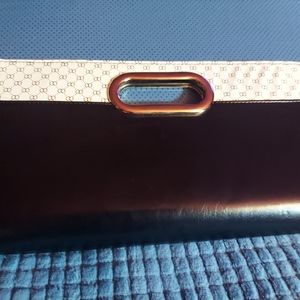 Vintage Black and White W/Gold Trim Clutch Handbag